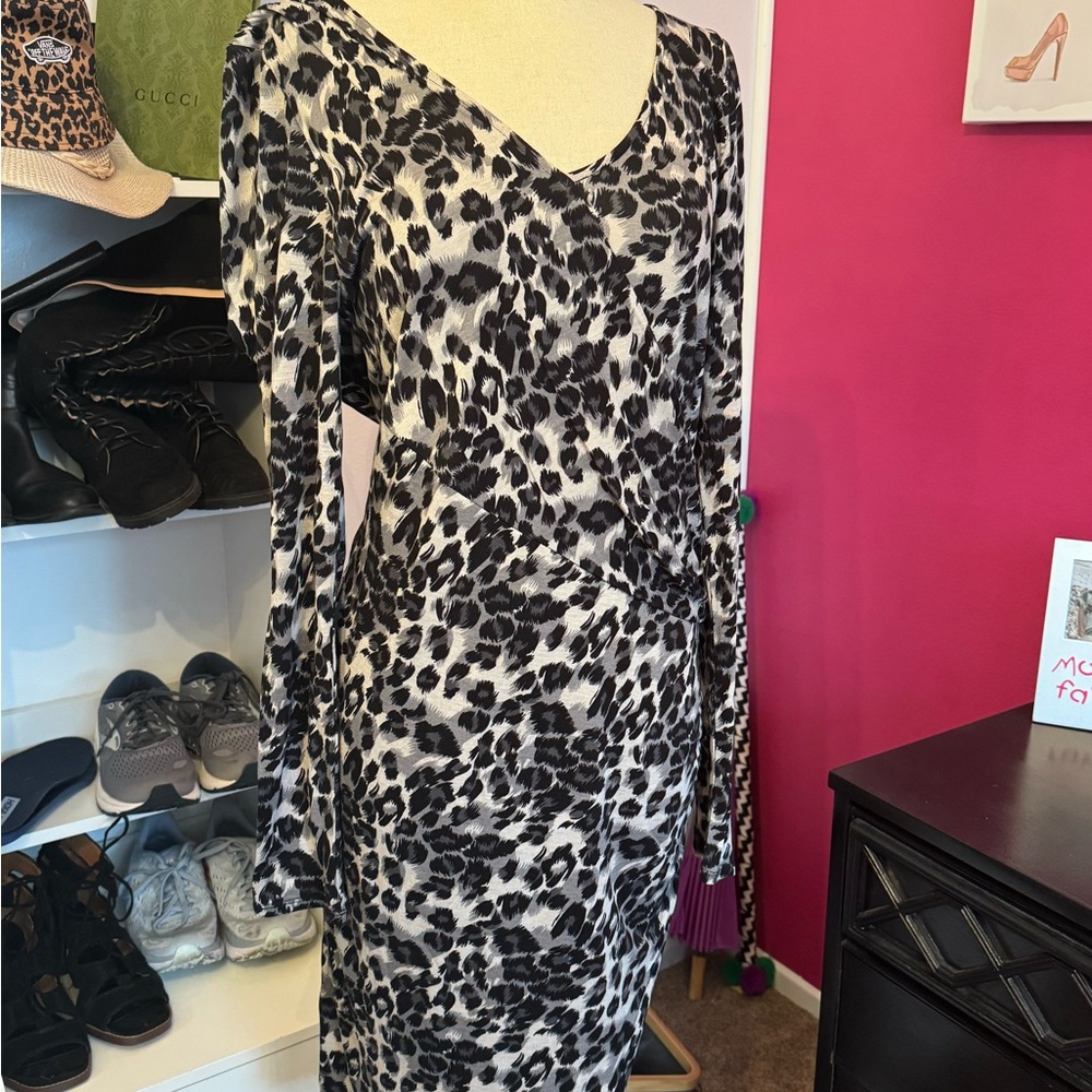 Leopard Print Long Sleeve Dress